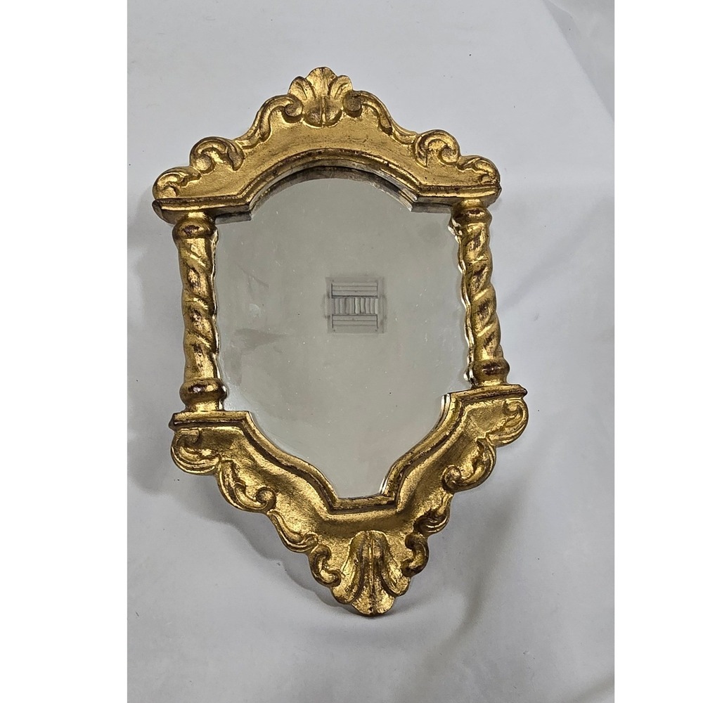 Vintage Italian Florentine gold ornate mirror wall hanging Hollywood Regency